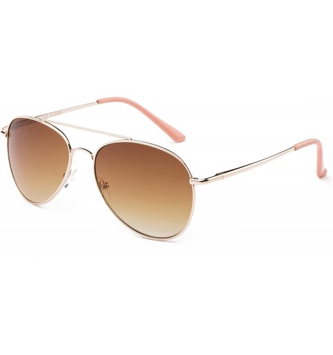 Aviator "Classik" Classic Pilot Style Sunglasses with Gradient Lenses - Gold/Pink - CR12MF2YCE7 $9.96