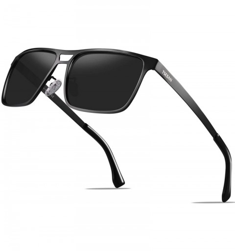 Oval Rectangle Polarized Sunglasses for Men UV Protection Driving Glasses with Metal Frame - CA19429878A $33.56