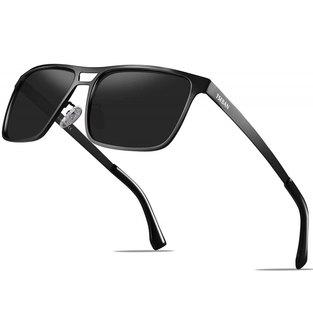 Oval Rectangle Polarized Sunglasses for Men UV Protection Driving Glasses with Metal Frame - CA19429878A $12.88