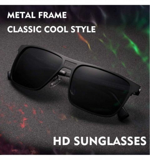 Oval Rectangle Polarized Sunglasses for Men UV Protection Driving Glasses with Metal Frame - CA19429878A $12.88