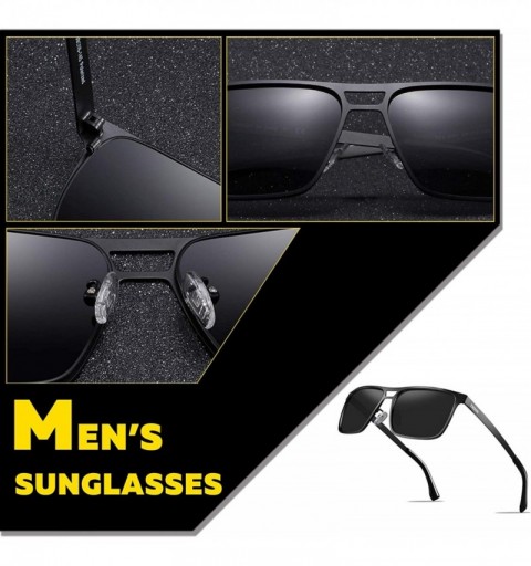Oval Rectangle Polarized Sunglasses for Men UV Protection Driving Glasses with Metal Frame - CA19429878A $12.88