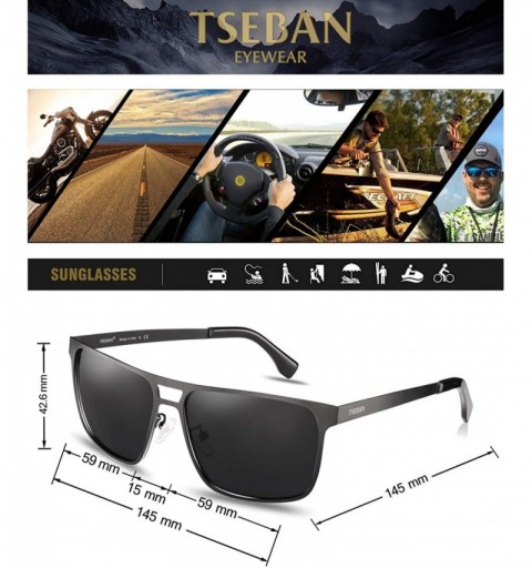 Oval Rectangle Polarized Sunglasses for Men UV Protection Driving Glasses with Metal Frame - CA19429878A $12.88