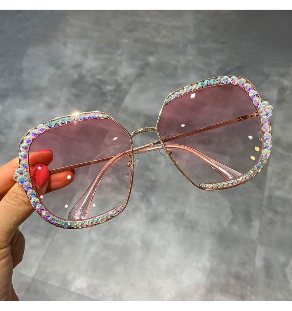 2019 Sunglasses Women Luxury Rhinestone Square Sun Glasses Clear Lens ...