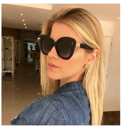 Oversized 2018 New Fashion Cat Sunglasses unisex Vintage Brand Designer Rivet Shades Sun Glasses Big Frame Eyewear - Red - C9...