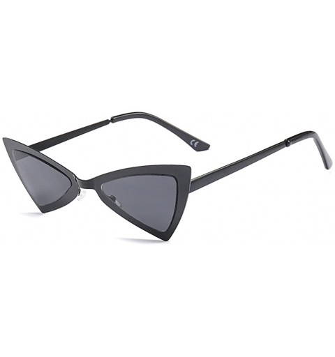 Cat Eye Triangle Cat Eye Sunglasses Vintage Sun Glasses Women Summer Beach Accessories - Full Black - CS18DRZD4LW $12.52