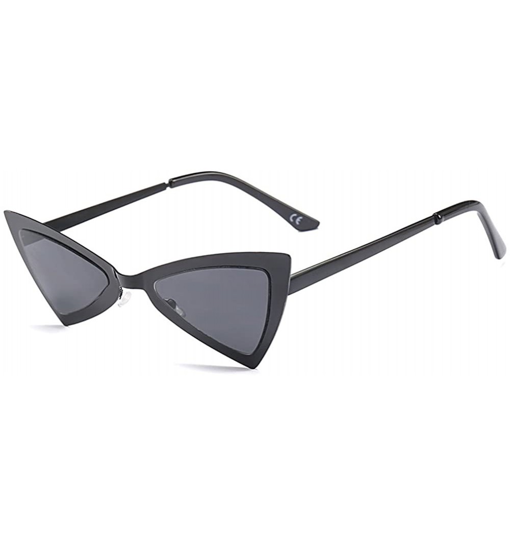 Cat Eye Triangle Cat Eye Sunglasses Vintage Sun Glasses Women Summer Beach Accessories - Full Black - CS18DRZD4LW $12.52