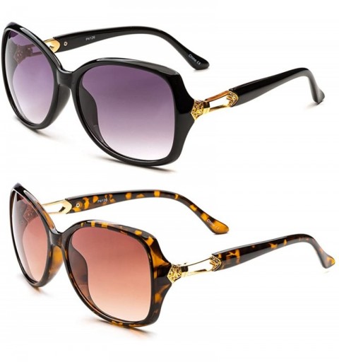 Oversized Women Oversize Trendy Fashion Sunglasses - 2 Pc_bk&to - CP12O35B8IZ $15.51