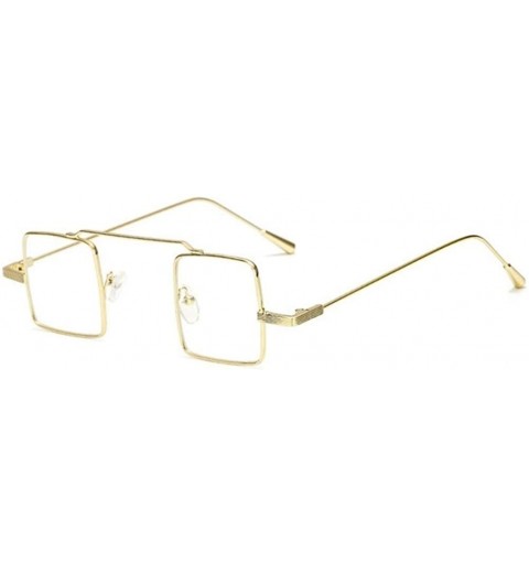 Square Small Square Steampunk Sunglasses for Women and Men Flat Top Metal Frame UV400 - C9 Gold Clear - CW198EYTKCY $26.03