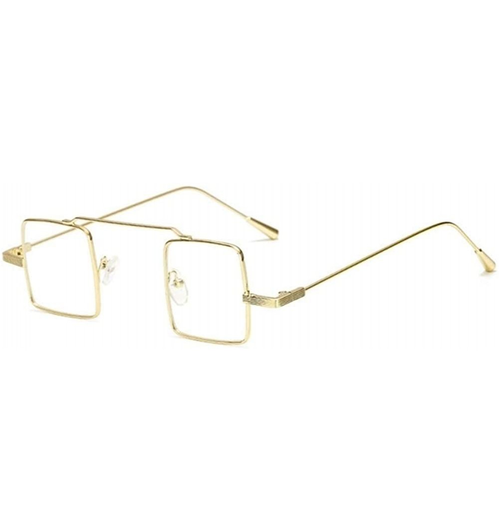 Square Small Square Steampunk Sunglasses for Women and Men Flat Top Metal Frame UV400 - C9 Gold Clear - CW198EYTKCY $12.72