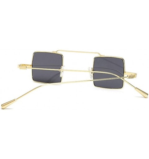 Square Small Square Steampunk Sunglasses for Women and Men Flat Top Metal Frame UV400 - C9 Gold Clear - CW198EYTKCY $12.72