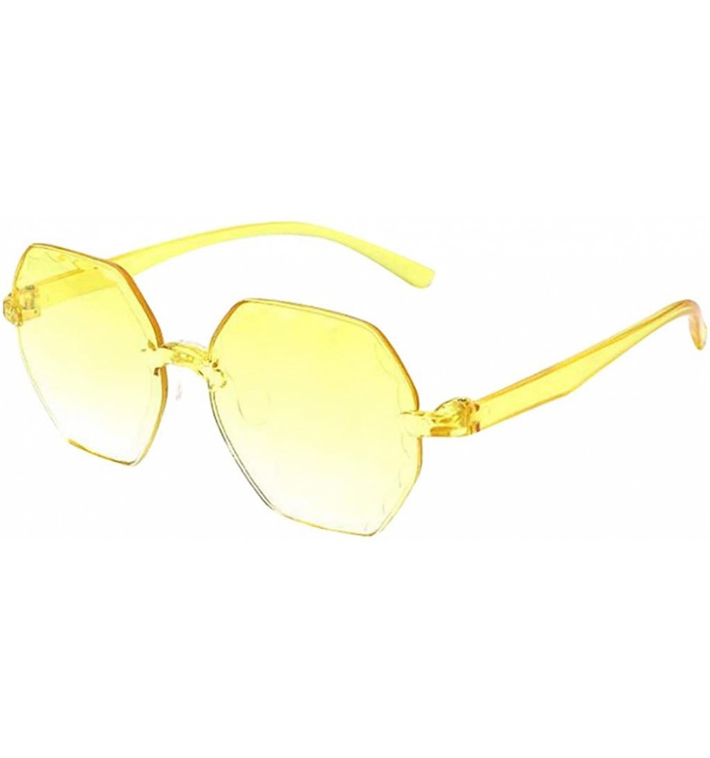 Sport Frameless Multilateral Shaped Sunglasses One Piece Jelly Candy Colorful Unisex - Yellow - CR190MXR26A $10.60