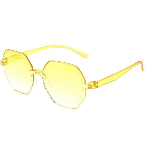 Sport Frameless Multilateral Shaped Sunglasses One Piece Jelly Candy Colorful Unisex - Yellow - CR190MXR26A $10.60