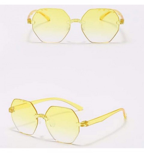 Sport Frameless Multilateral Shaped Sunglasses One Piece Jelly Candy Colorful Unisex - Yellow - CR190MXR26A $10.60