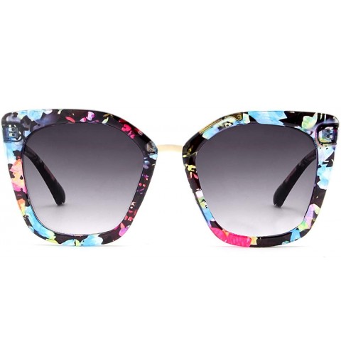 Rectangular Oversized Colorful One Piece Square Sunglasses Flat Gradient Transparent Lenses Party Sun Glasses - Cateye Flower...