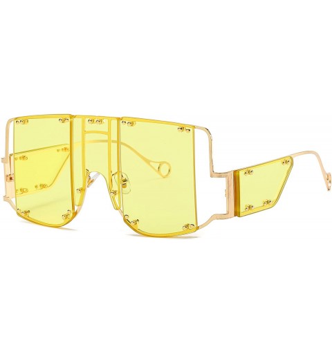 Square sunglasses 902 personality protection windproof - Gold/Yellow - CF199GYQW3D $10.60