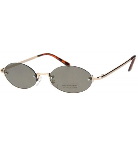 Oval Rimless Oval Shape Sunglasses Unisex Metal Frame Mirror Lens UV 400 - Gold (Gold Mirror) - CV18SXQWHCQ $10.55