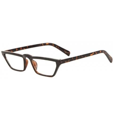 Cat Eye Clear Lens Curved Middle Top Bar Color Line Straight Cat Eye Sunglasses - Brown Demi - CI1993IHRXI $10.84