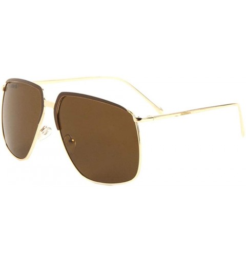 Aviator Oversized Geometric Color Brown Piece Thin Frame Aviator Sunglasses - Brown - C0197UUTK40 $10.78