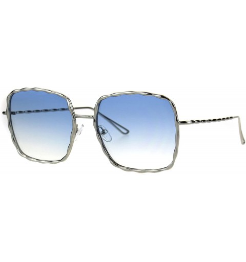 Butterfly Womens Rectangular Bling Jewel Metal Rim Designer Butterfly Sunglasses - Silver Blue - C8185OW93ZD $14.80