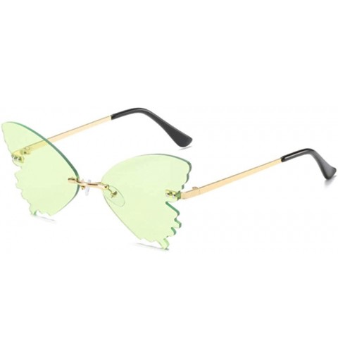 Rimless Butterfly-shaped personality sunglasses retro frameless sunglasses for men and women - Green - CF1907YHGWC $22.23