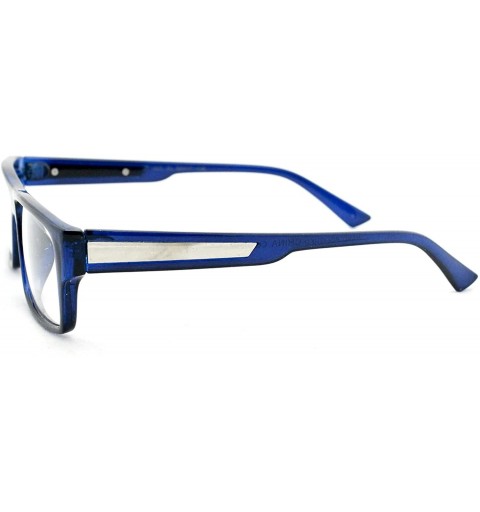 Square Casual Simple Squared Durable Frames Design Clear Eye Glasses Geek - Blue - C911902FW7R $9.50