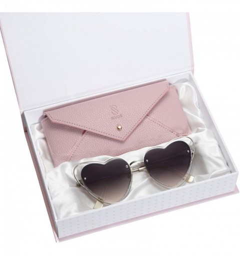 Round Fashion Heart Shaped Sunglasses for Women Metal Frame LULU SJ1138 - C1 Silver Frame/Silver Rim/Gradient Grey Lens - CH1...