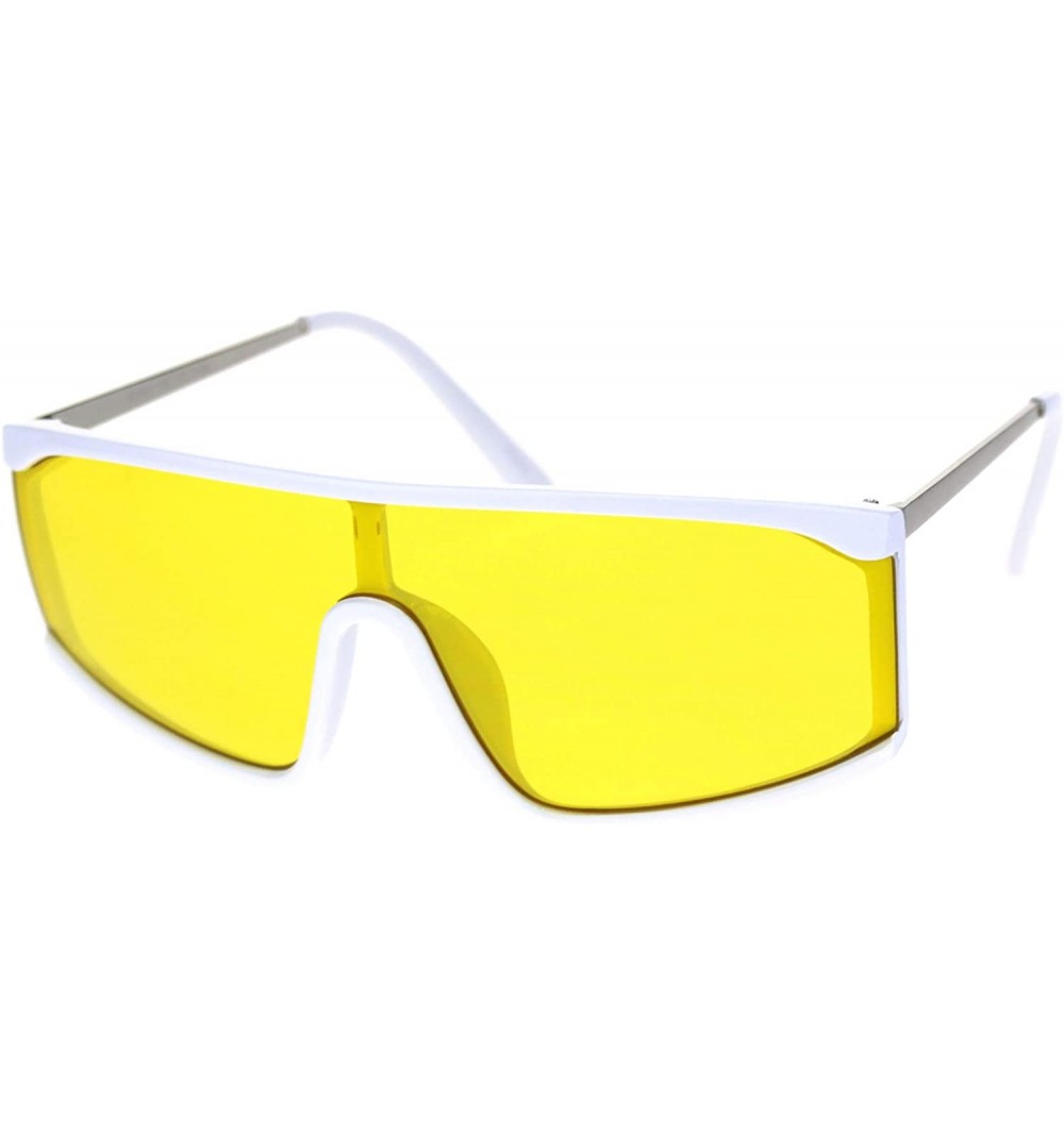 Shield Shield Goggle Style Sunglasses Unisex Sporty Designer Fashion Shades UV 400 - White (Yellow) - CI18A9K05G6 $14.13