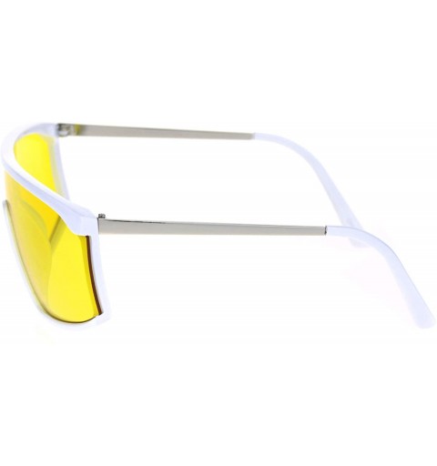 Shield Shield Goggle Style Sunglasses Unisex Sporty Designer Fashion Shades UV 400 - White (Yellow) - CI18A9K05G6 $14.13