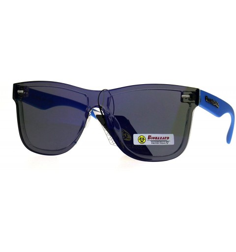 Square Biohazard Sunglasses Unisex Fashion Rims Behind Lens Square Frame - Blue - C4188Z39NC7 $8.35