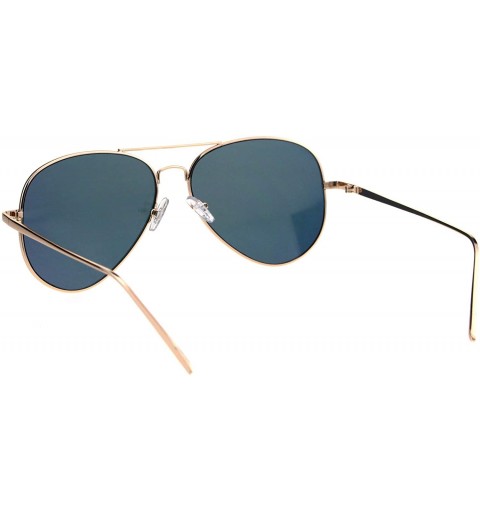 Aviator Flat Frame Aviator Sunglasses Unisex Fashion Mirrored Shades UV 400 - Gold (Pink Mirror) - CA18I6T6DD4 $9.91