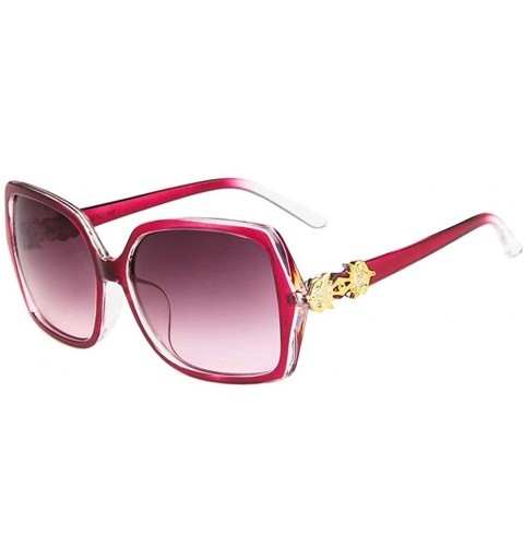 Rectangular Women Sunglasses Fashion Bright Black Drive Holiday Rectangle Non-Polarized UV400 - Purple - CS18RI0S0XW $17.08