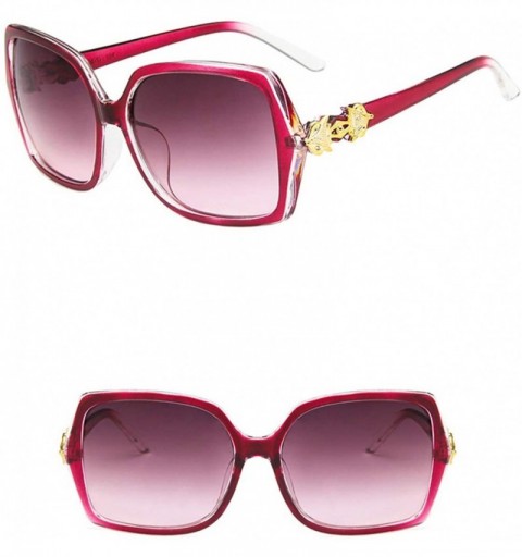 Rectangular Women Sunglasses Fashion Bright Black Drive Holiday Rectangle Non-Polarized UV400 - Purple - CS18RI0S0XW $7.10