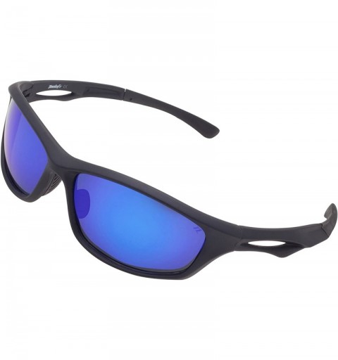 Sport Polarized Sports Cycling Sunglasses 64MM Athletic Sunglasses for Women Men TL6003 - Matte Black Frame/Blue Lens - CF188...