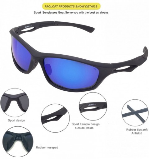 Sport Polarized Sports Cycling Sunglasses 64MM Athletic Sunglasses for Women Men TL6003 - Matte Black Frame/Blue Lens - CF188...