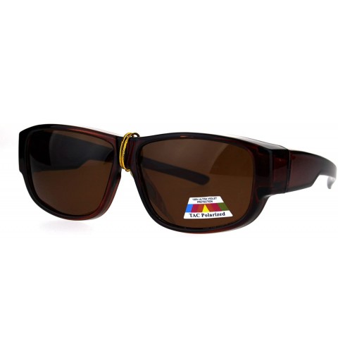 Rectangular Polarized Mens Fitover OTG Light Weight Rectangular Sunglasses - All Brown - CU18635THOM $13.51