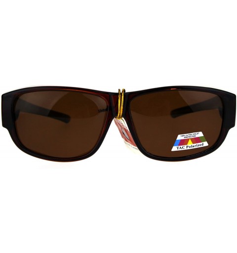 Rectangular Polarized Mens Fitover OTG Light Weight Rectangular Sunglasses - All Brown - CU18635THOM $13.51