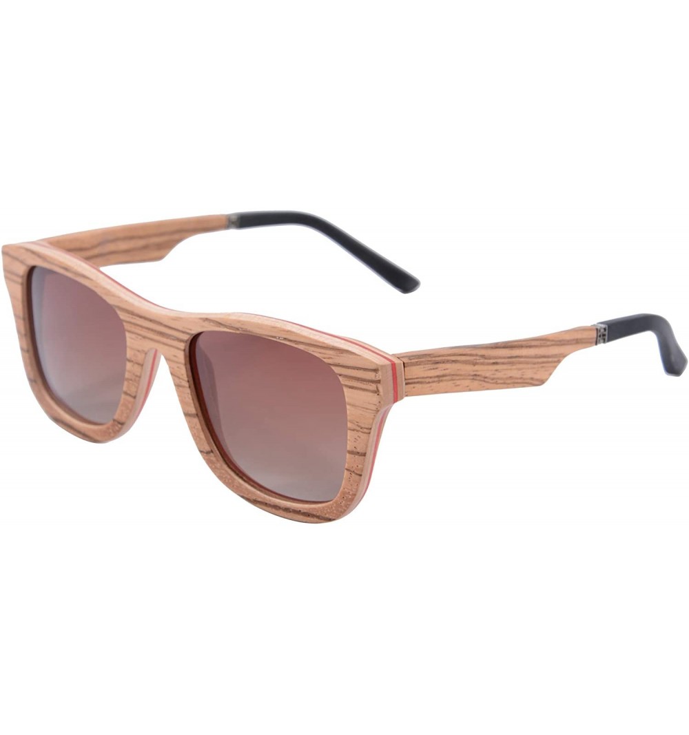 Oval Polarized Wood Sunglasses UV400 Eye Protective Wooden Glasses with Anti-glare Lens Wood Frame for Men-Z68043 - CB18S8RNL...