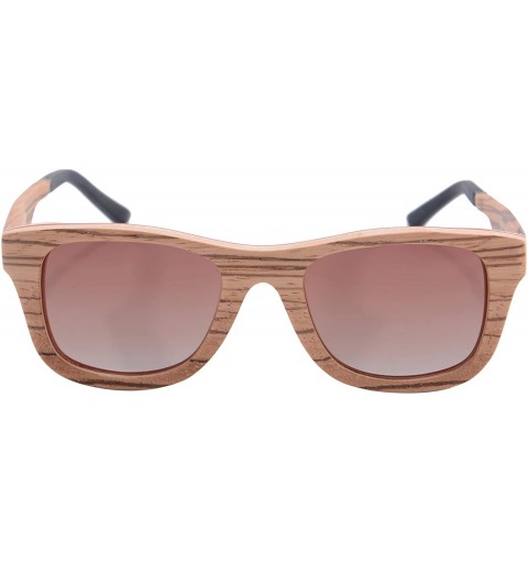 Oval Polarized Wood Sunglasses UV400 Eye Protective Wooden Glasses with Anti-glare Lens Wood Frame for Men-Z68043 - CB18S8RNL...