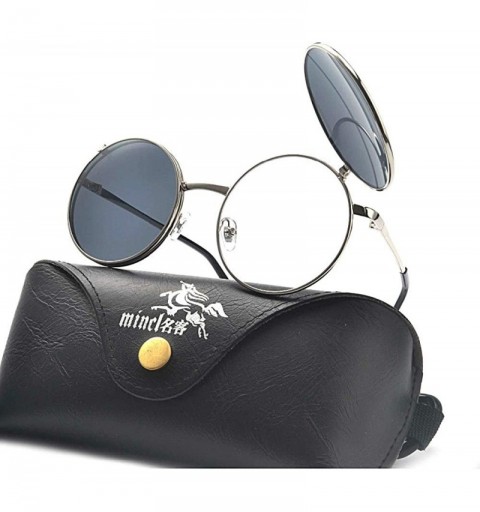 Round Vintage Sunglasses Nearsighted sunglasses Fashion - Grey - CX1933G42LC $17.02