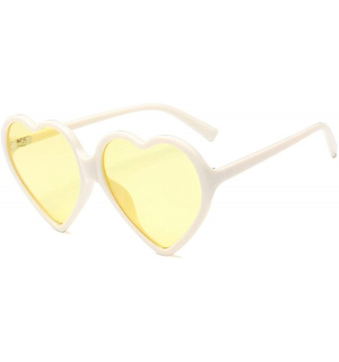 Oversized Yellow Pink Red Glasses Large Women Lady Girls Oversized Heart Shaped Retro Sunglasses Cute Love Eyewear - C01 - CS...