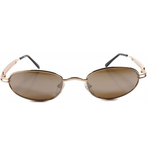 Oval Vintage 80s Old School Funky Unisex Round Oval Sunglasses - Gold & Brown - C618T27C6IL $26.37