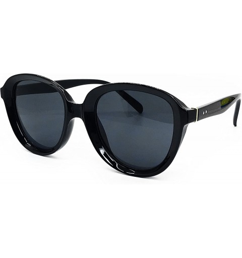 Oval 8058 Oversize Aviator XL Retro Vintage Brand Designer Style Havana Womens Mens Sunglasses - Black - CQ18DU06M06 $27.41