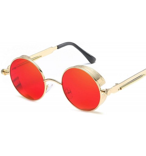 Square Round Metal Sunglasses Steampunk Men Women Fashion Glasses Brand Designer Retro Vintage UV400 - Black Red - CX197A20O0...