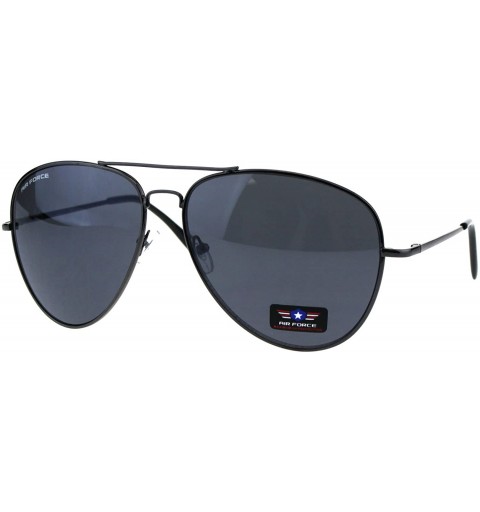 Aviator Airforce Mens Oversize Classic Officer Metal Rim Pilot Sunglasses - Gunmetal Black - CA11I41I9VV $11.72