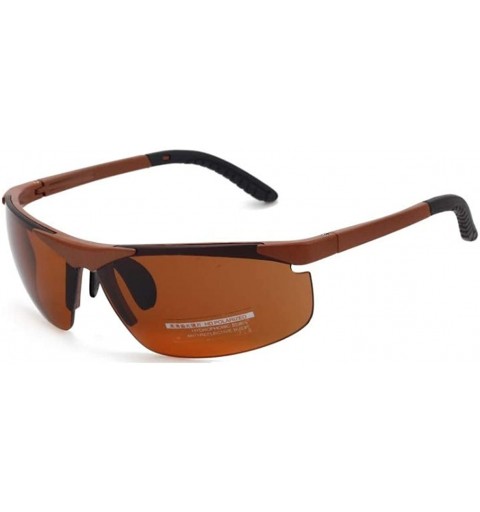 Goggle Aviator Polarized SUnglasses Men's Goggles Driver Driving Eyewear HD Lenses With Case - Brown 2 - CE18KRHTE3X $28.67