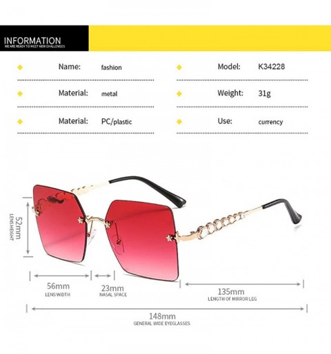 Sport Luxury Square Rimless Sunglasses Women-Owersized Lens Metal Frame Shade Glasses - C - CY190ECR7SY $30.39