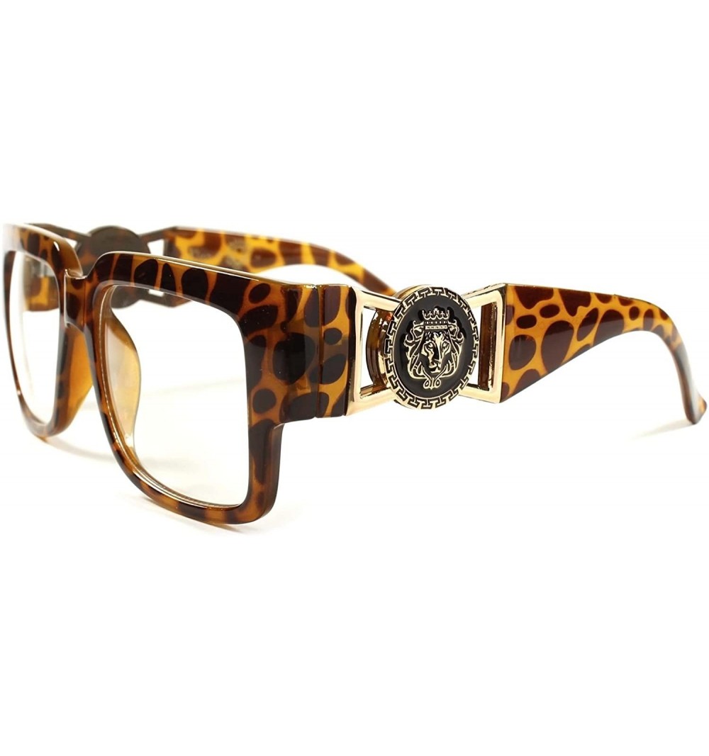 Square Hip Hop Rapper Rich Look Stylish Link Chain Mens Womens Sunglasses - Tortoise - C618ECEW8WX $14.44