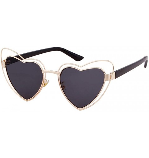 Cat Eye Heart Sunglasses Clout Goggles Vintage Women Cat Eye Retro Mod Style Oversized Sun Glasses - Gold/Grey - CK192EGGLST ...