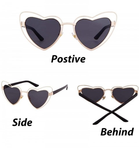 Cat Eye Heart Sunglasses Clout Goggles Vintage Women Cat Eye Retro Mod Style Oversized Sun Glasses - Gold/Grey - CK192EGGLST ...