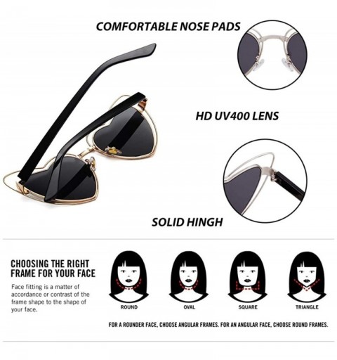 Cat Eye Heart Sunglasses Clout Goggles Vintage Women Cat Eye Retro Mod Style Oversized Sun Glasses - Gold/Grey - CK192EGGLST ...